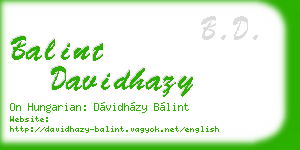 balint davidhazy business card